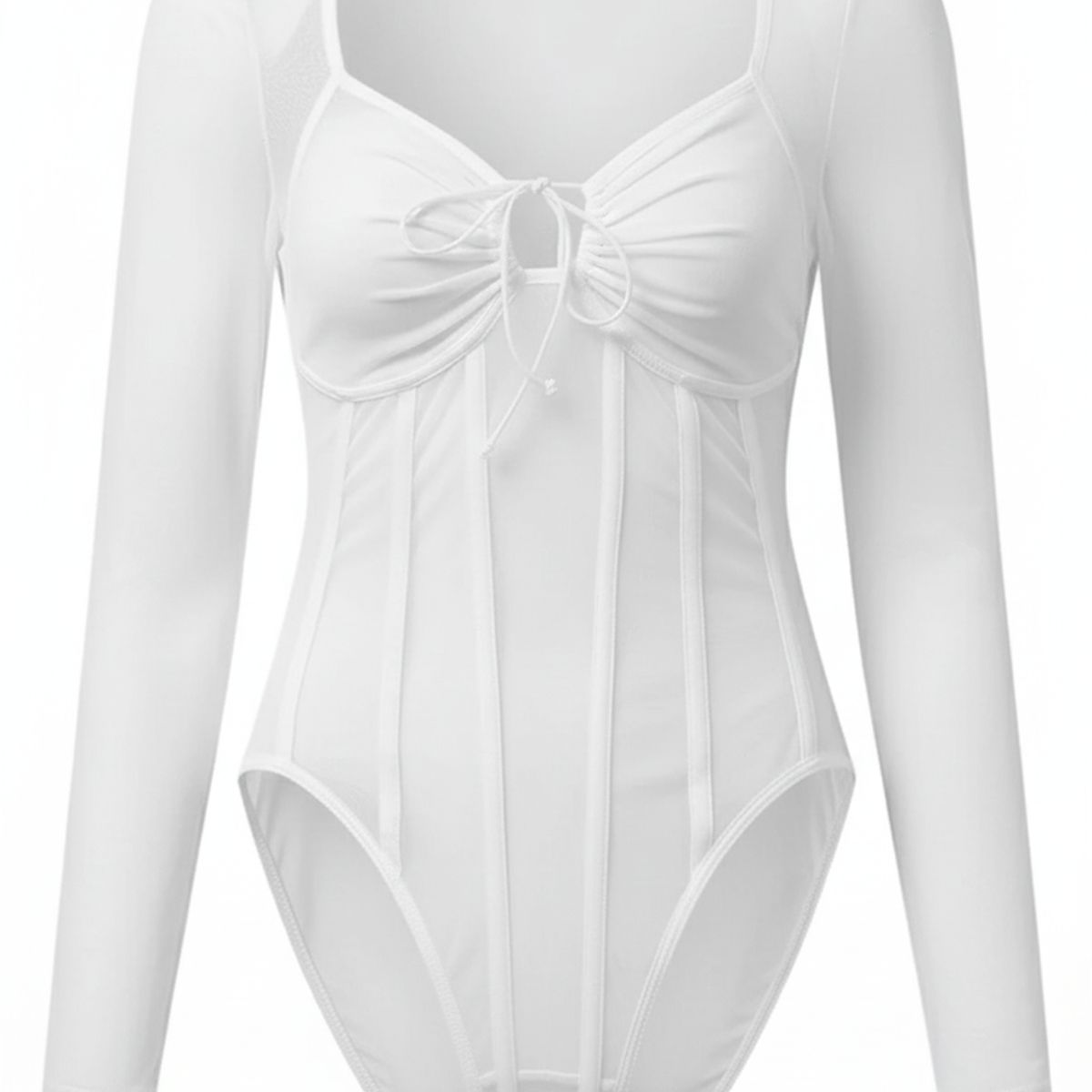 GARSIL - Body Elegante Para Mujer De Manga Larga  Semi Transparente