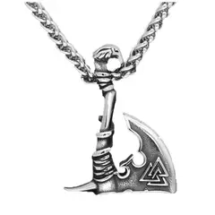 GENERICO - Collar Hacha Vikinga Simbolo Valknut Nordico Hombre Royal Madriz