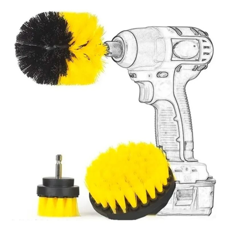 GENERICO - Kit De 3 Cepillos Para Taladro Pulidora Limpieza Auto Tapiz