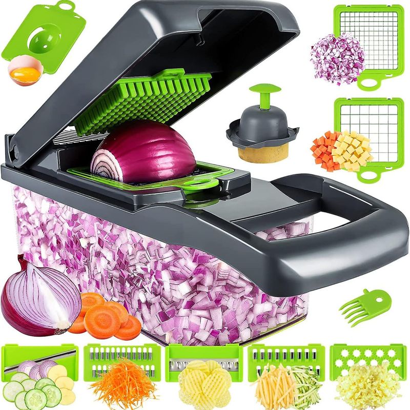 MOVI - Cortador, Rallador y Picador de Frutas y Verduras Manual 14 en 1