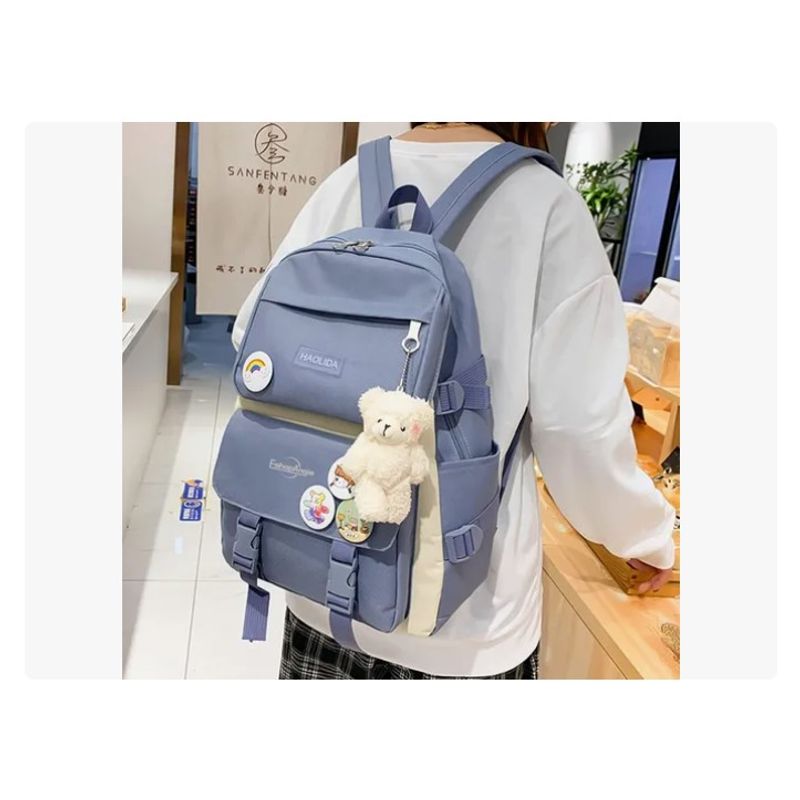 ESHOPANGIE - Mochila Urbana Escolar Viaje Estilo Coreano 4 Piezas
