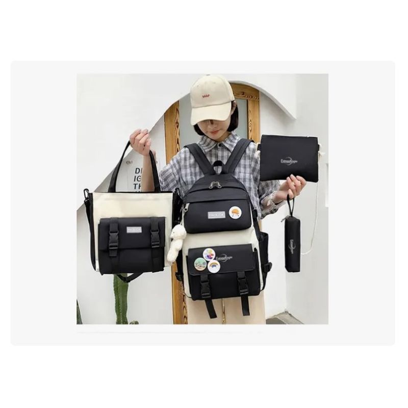 ESHOPANGIE - Mochila Urbana Escolar Viaje Estilo Coreano 4 Piezas