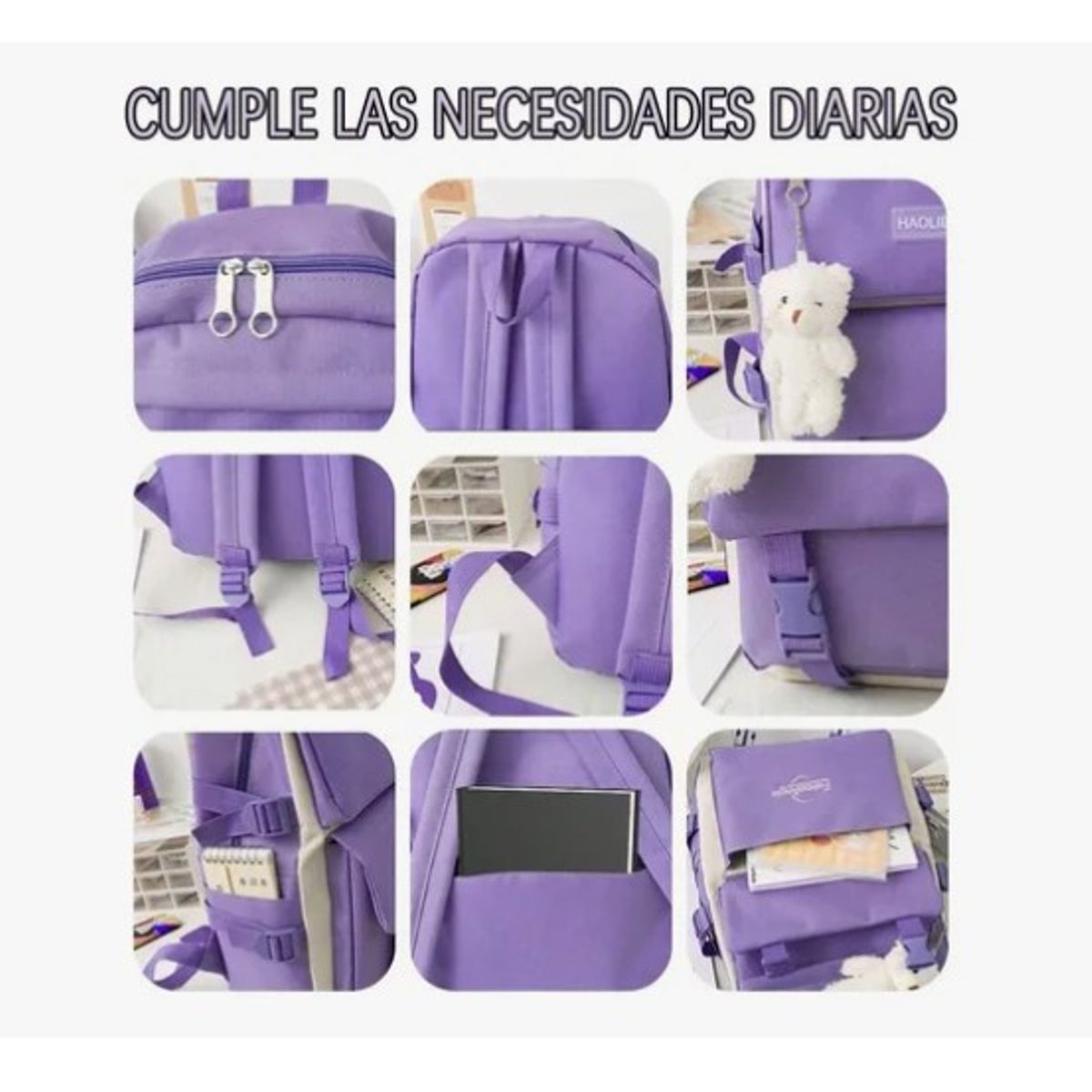 ESHOPANGIE - Mochila Urbana Escolar Viaje Estilo Coreano 4 Piezas