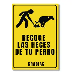 CREA PRINT - Aviso recoge heces de tu perro sobre base metalica 20x30 cms