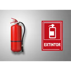 CREA PRINT - Aviso Extintor de incendio sobre base metalica 20x30 cms