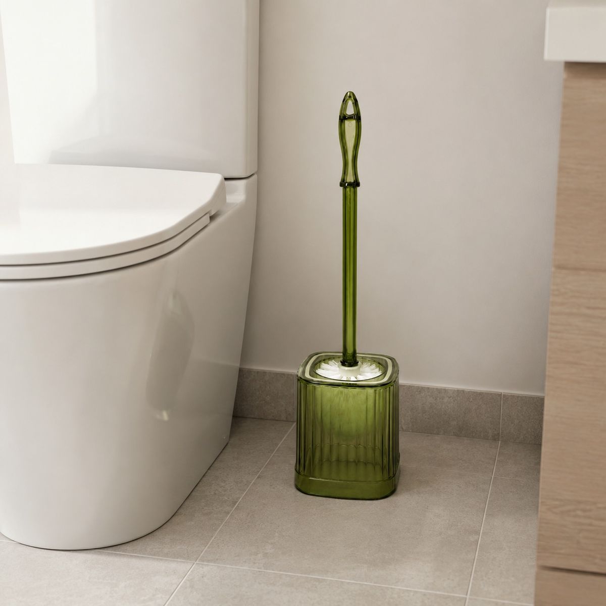 HOMESTAR - Escobilla de baño con portaescobilla verde