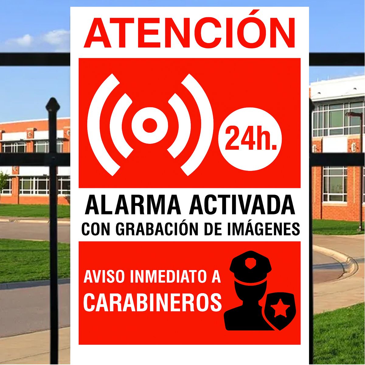 CREA PRINT - Aviso en base aluminio Disuasiva alarma activada