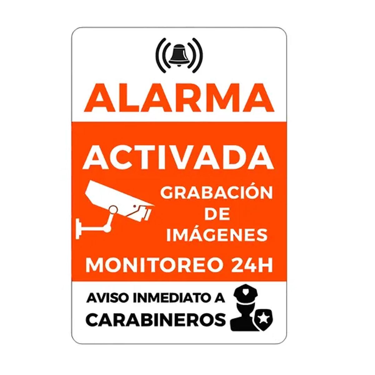 Aviso en base aluminio Disuasiva Alarma, marca CREA PRINT - Foto Principal