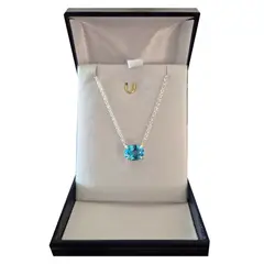 GENERICO - COLLAR MUJER DE PLATA FINA CON TOPACIO AZUL NATURAL ORFEBRERÍA CHILENA