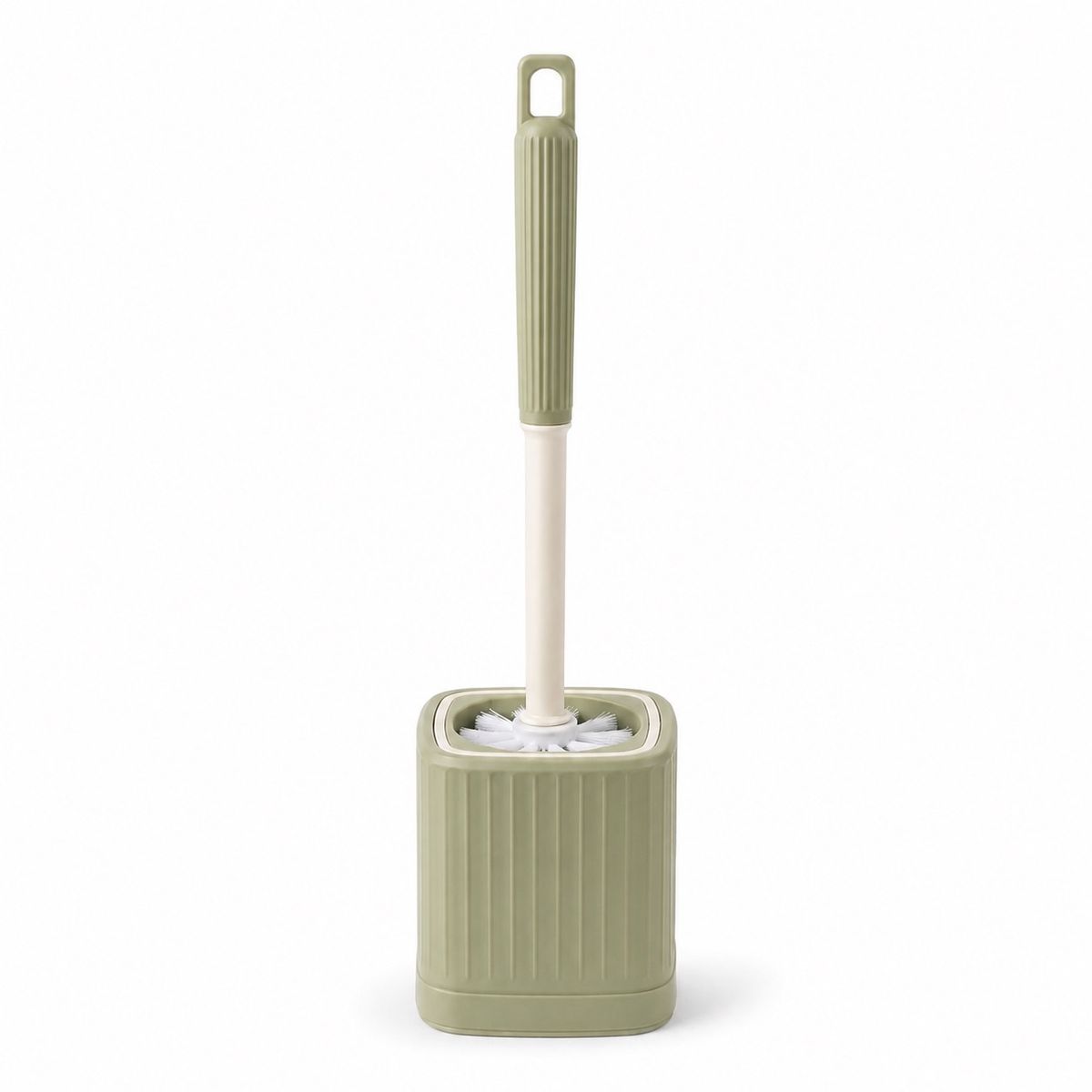 HOMESTAR - Escobilla de baño verde mate con base contenedora