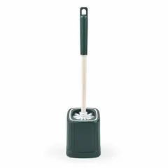 HOMESTAR - Escobilla de baño verde oscuro con soporte contenedor