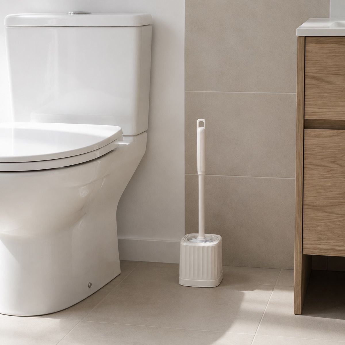 HOMESTAR - Escobilla de baño blanca con portaescobilla