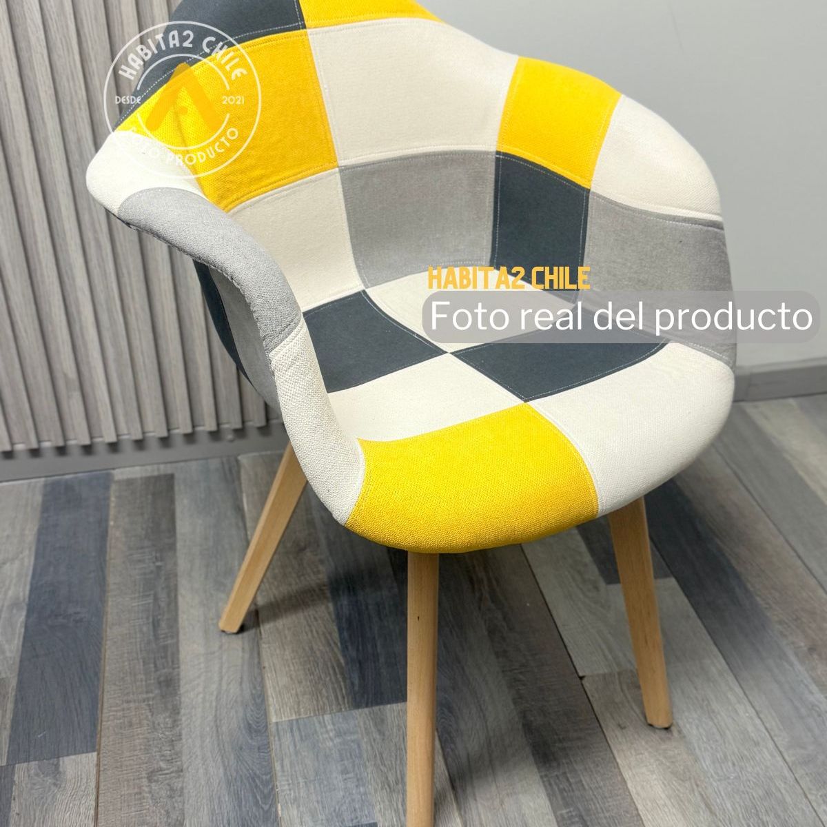 HABITA2 CHILE - Pack 2 Butaca con apoyabrazos Patch Wood - Amarilla