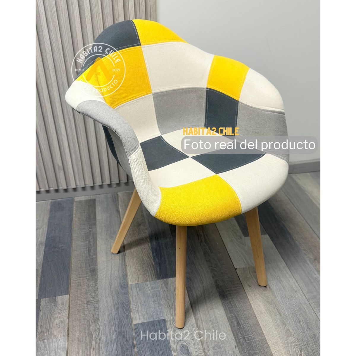 HABITA2 CHILE - Pack 2 Butaca con apoyabrazos Patch Wood - Amarilla