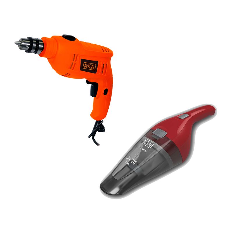 BLACK+DECKER - Kit taladro percutor 550W + aspiradora de mano 36V