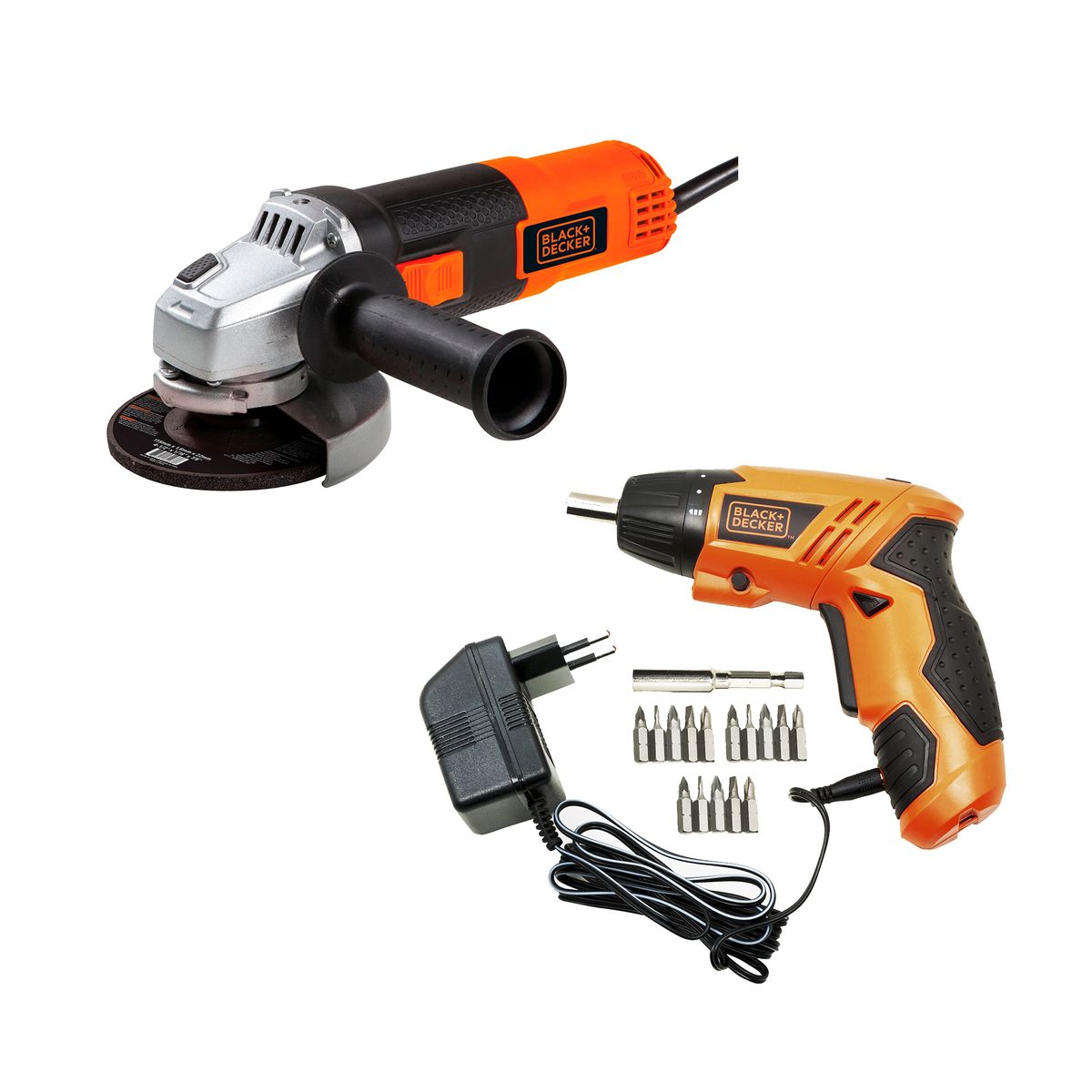BLACK+DECKER - Kit Esmeril Angular 4-1/2” + Atornillador 4,8V BLACK+DECKER