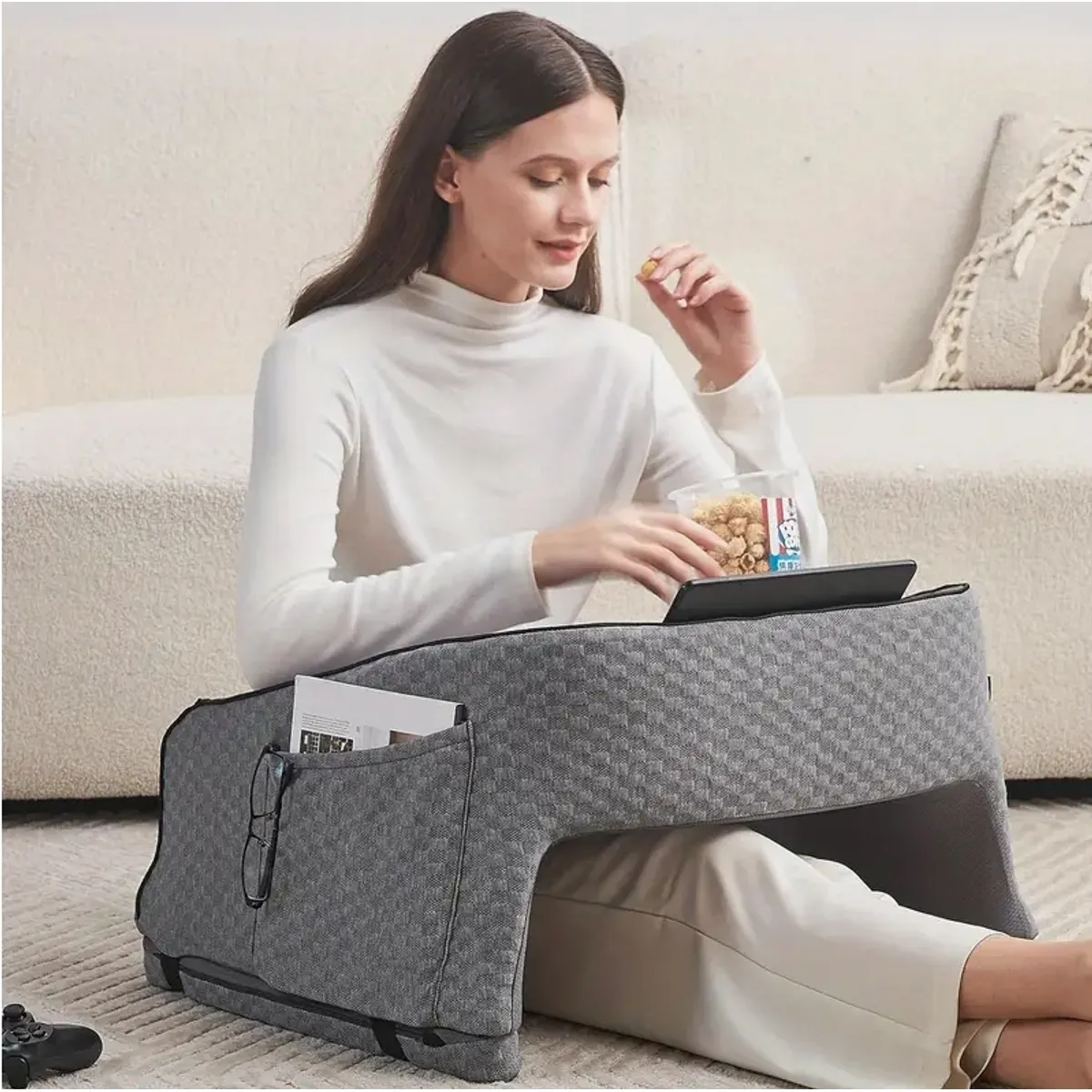 HOMER OUTDOOR - Cojín Lectura Notebook Almohada Reposa Brazos Cama Homer Gris Oscuro