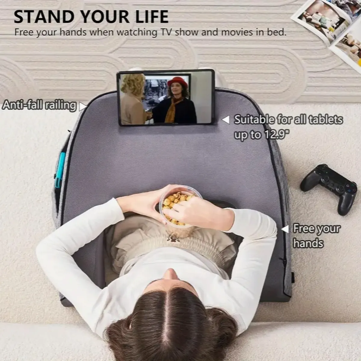 HOMER OUTDOOR - Cojín Lectura Notebook Almohada Reposa Brazos Cama Homer Gris Oscuro