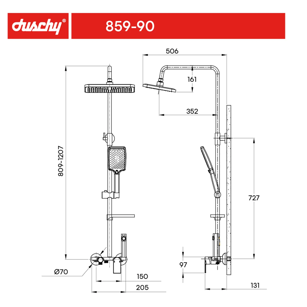 DUSCHY - COLUMNA DE DUCHA COMPASS CON GRIFERÍA