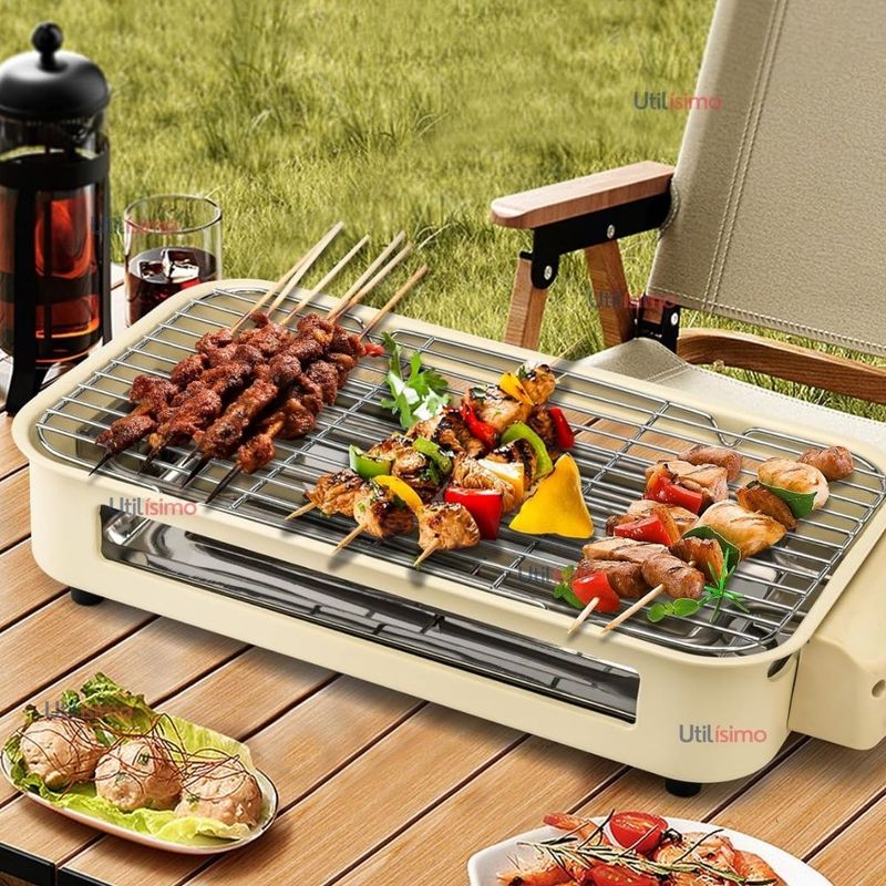 LINE - Asador Parrillera 2 En 1 Churrasquera Eléctrica Doble Nivel