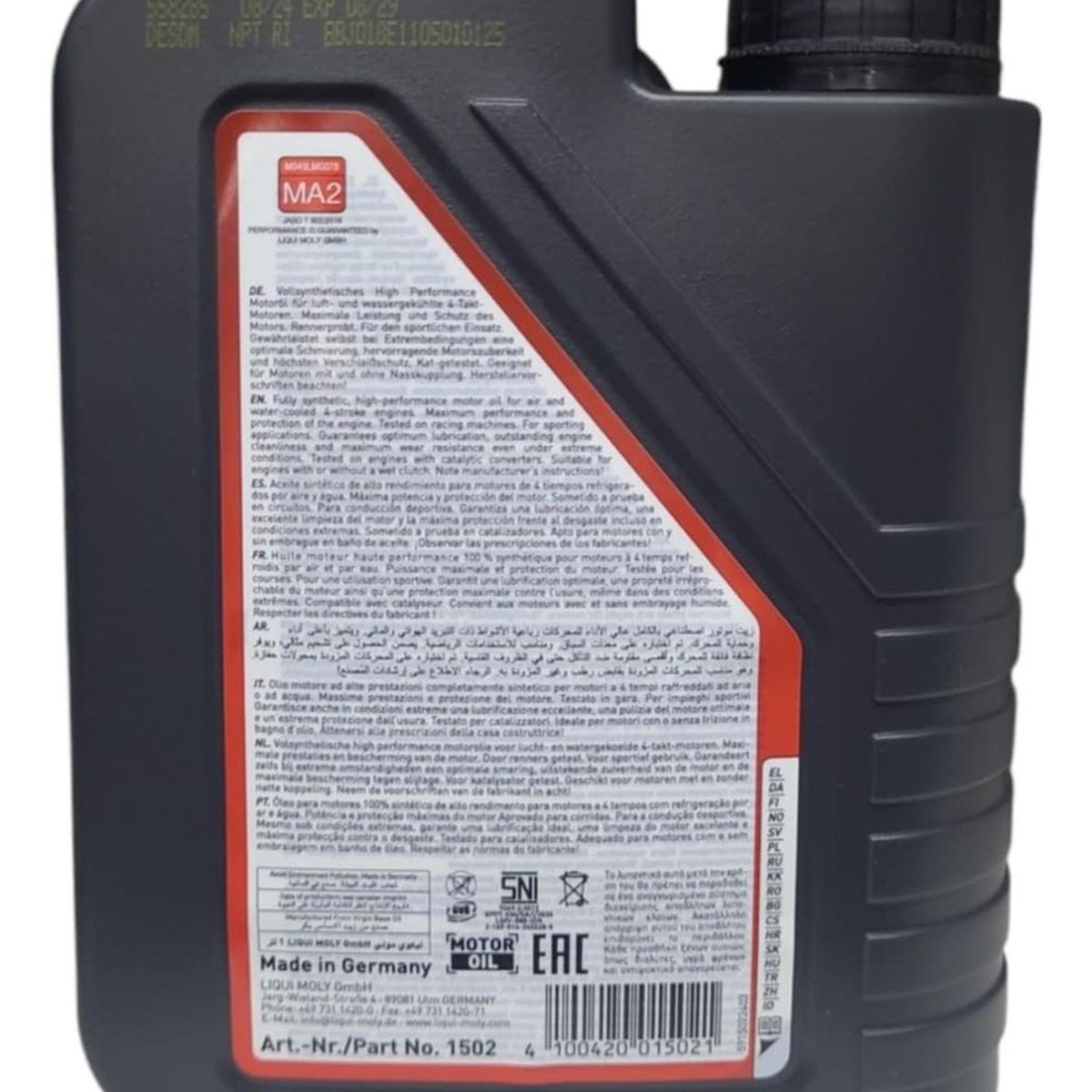 LIQUI MOLY - Aceite Moto 10w 50 Liqui Moly Full Sintetico 4t 1l
