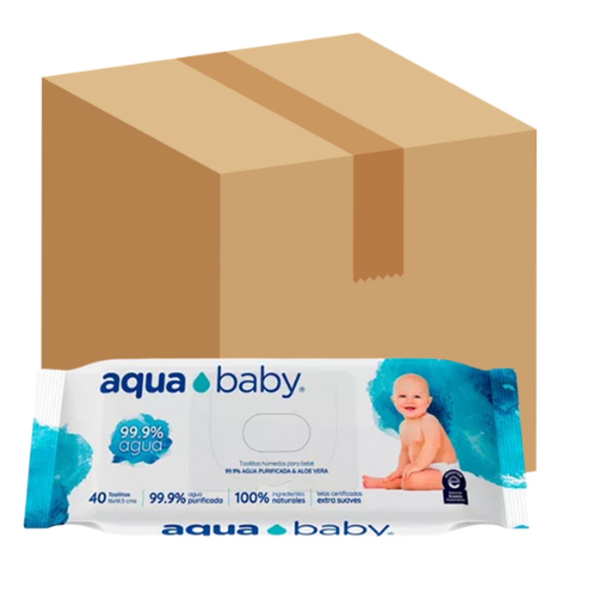 AQUA BABY - Wipes Toallas Húmedas Aquababy 40 – Caja 20 paquetes 800 unidades