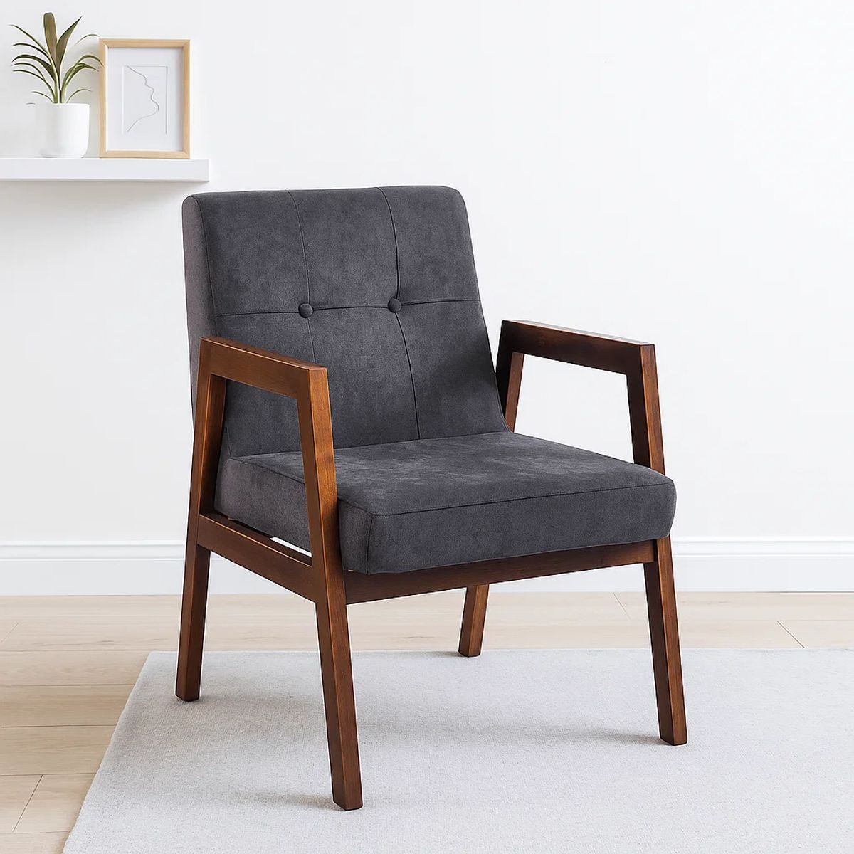 KLIK - Sillón Marlow de Terciopelo - Gris Oscuro