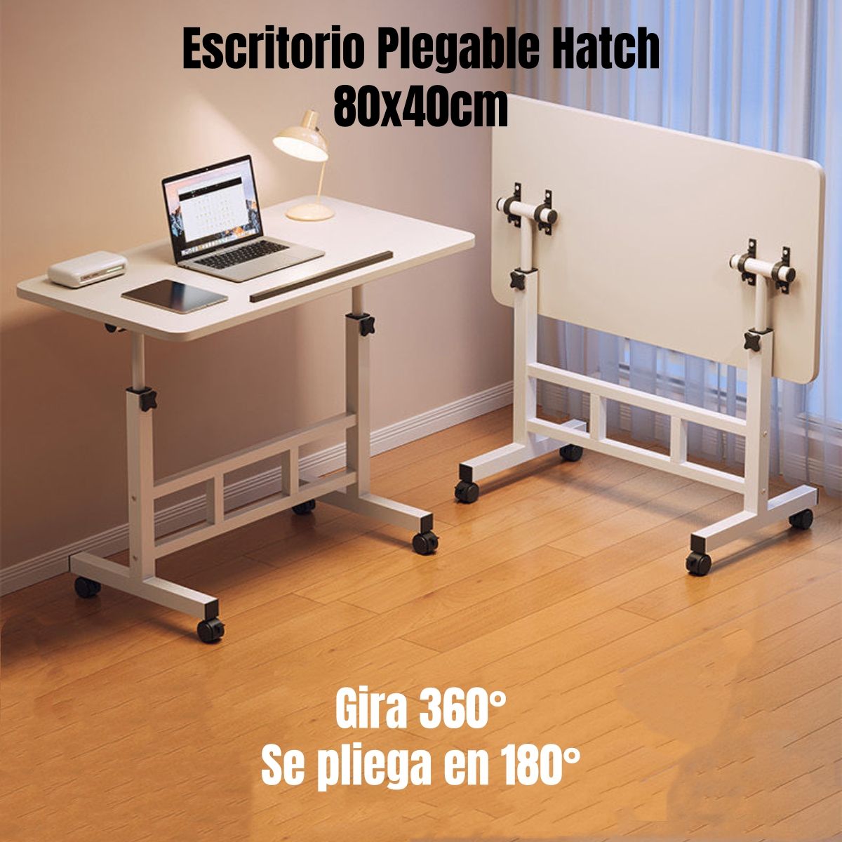 LUBABYCAS - Escritorio Plegable Hatch 80x40cm Con Barrera Antideslizante