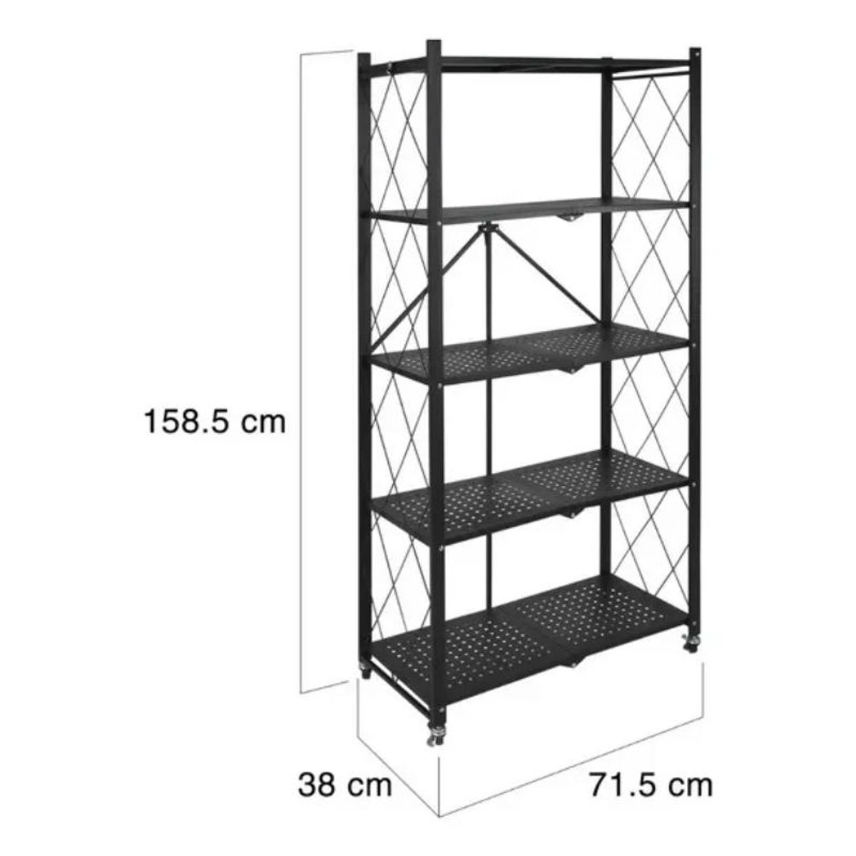 GENERICO - Estante Plegable Multiuso Metal 5 Niveles Con Ruedas