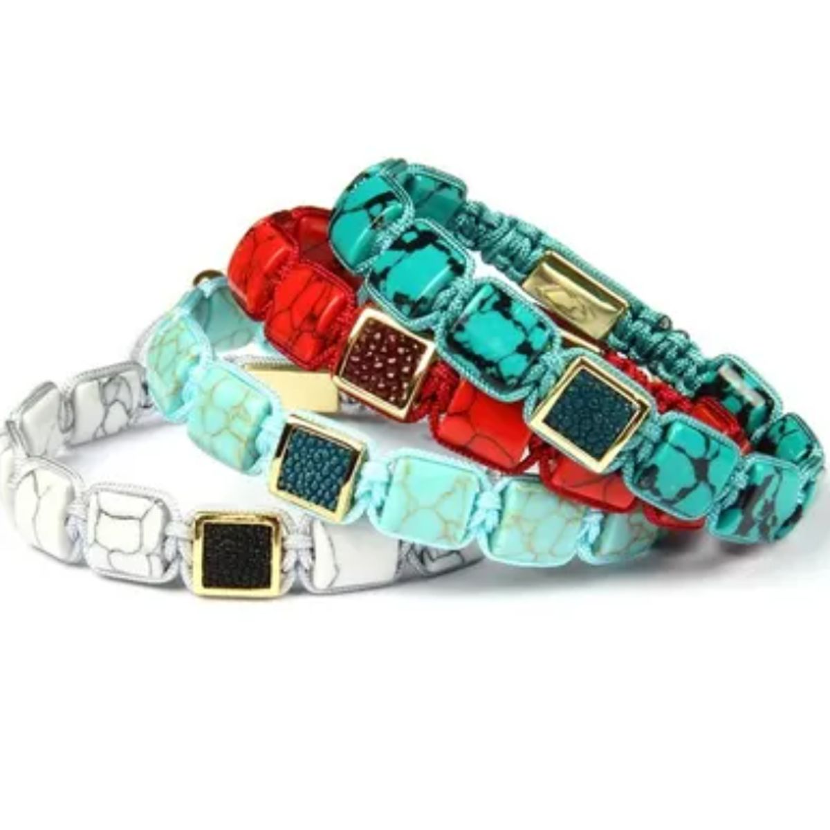 GENERICO - Pulsera De Piedra Roja Jaspe Hombre Y Mujer Moda Royal Madriz