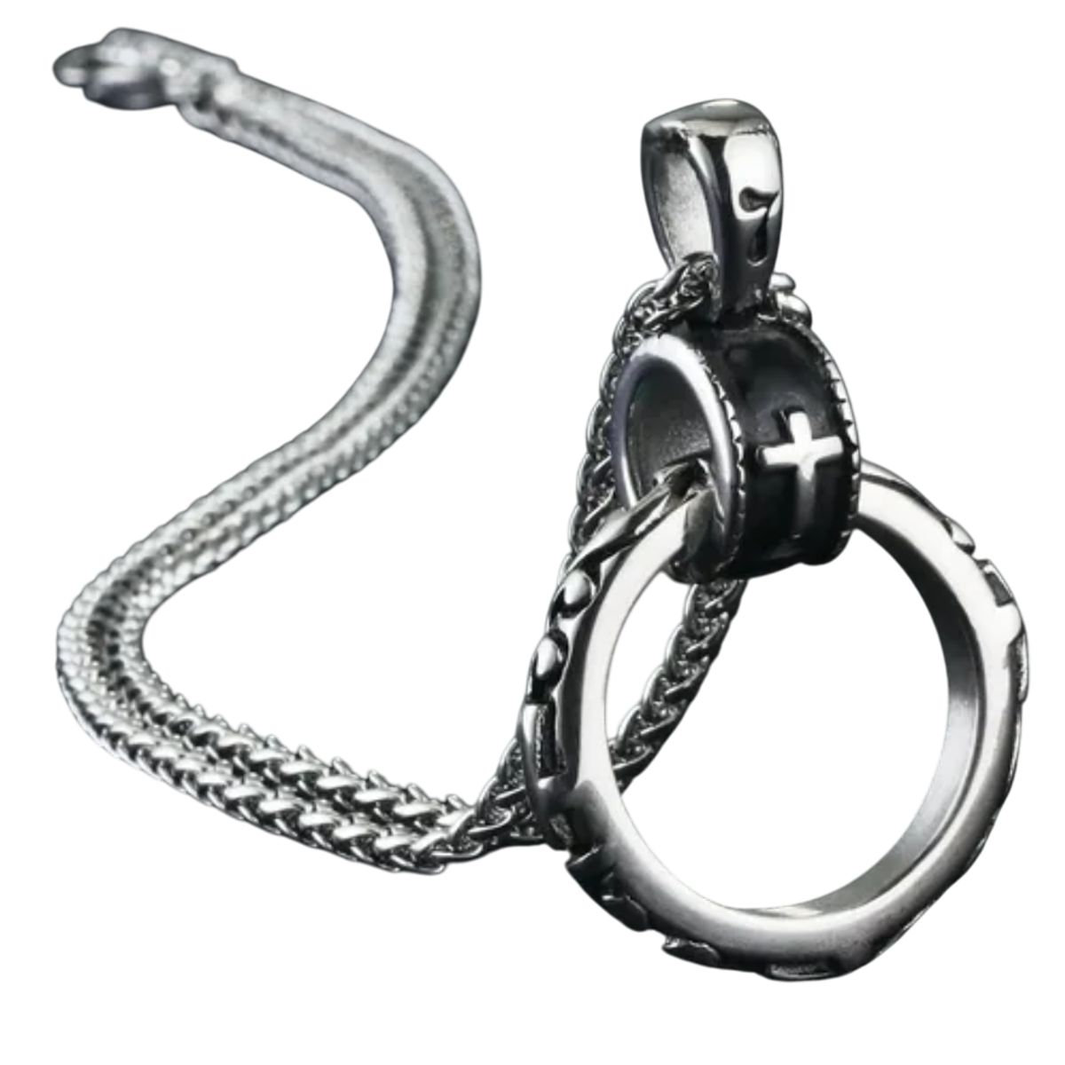 GENERICO - Collar Cruz Medieval Anillo Hombre Mujer Moda