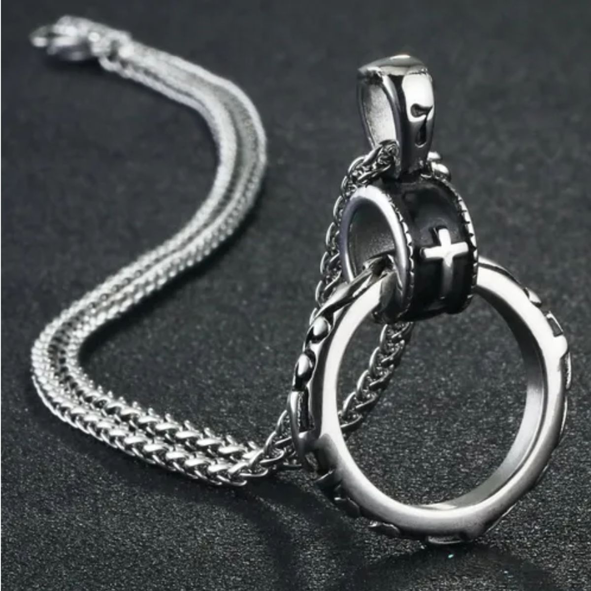 GENERICO - Collar Cruz Medieval Anillo Hombre Mujer Moda