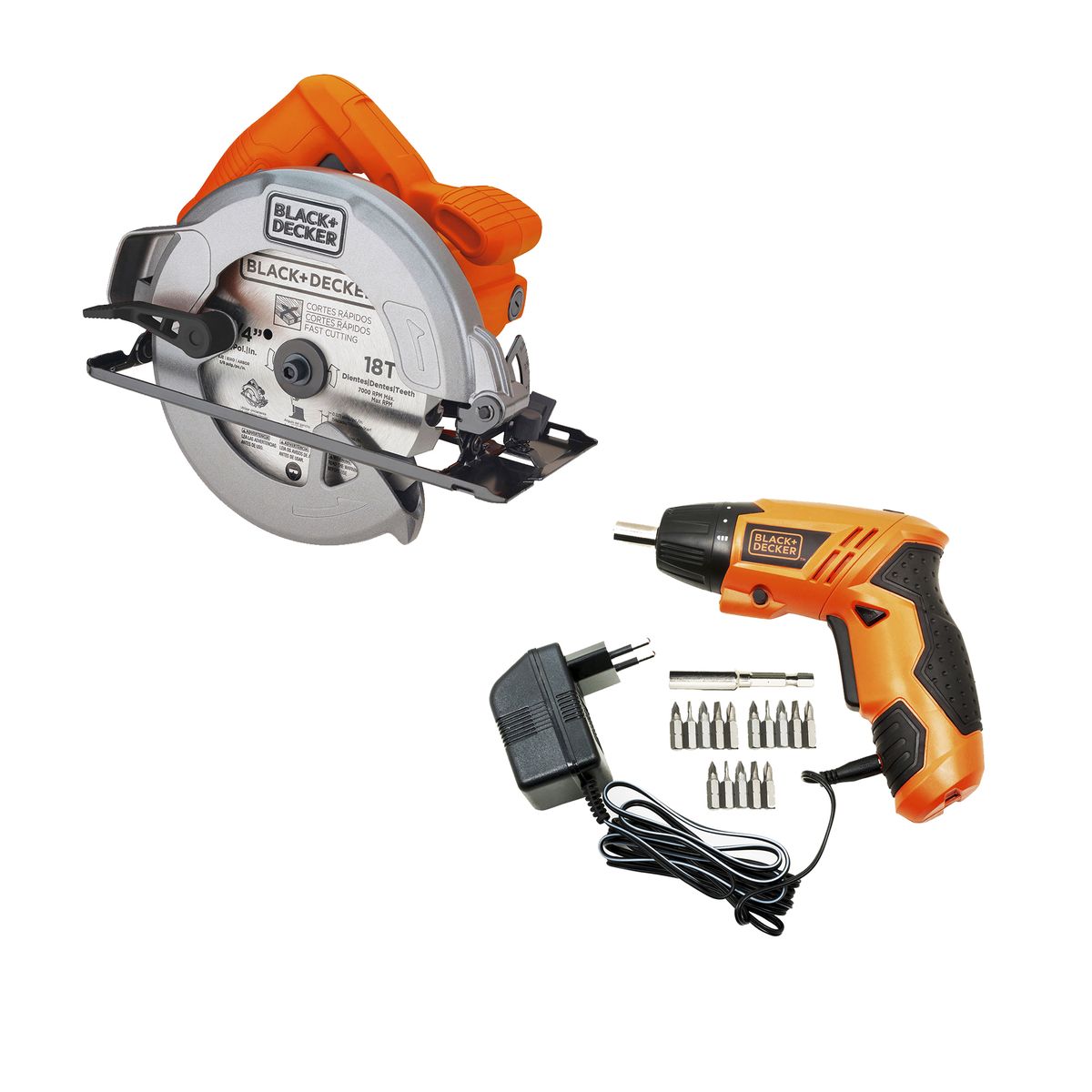 BLACK+DECKER - Kit sierra circular 1400W + atornillador 4.8V BLACK+DECKER