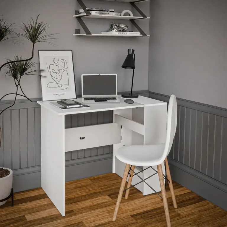 Escritorio Plegable Top Living White Compacto Blanco