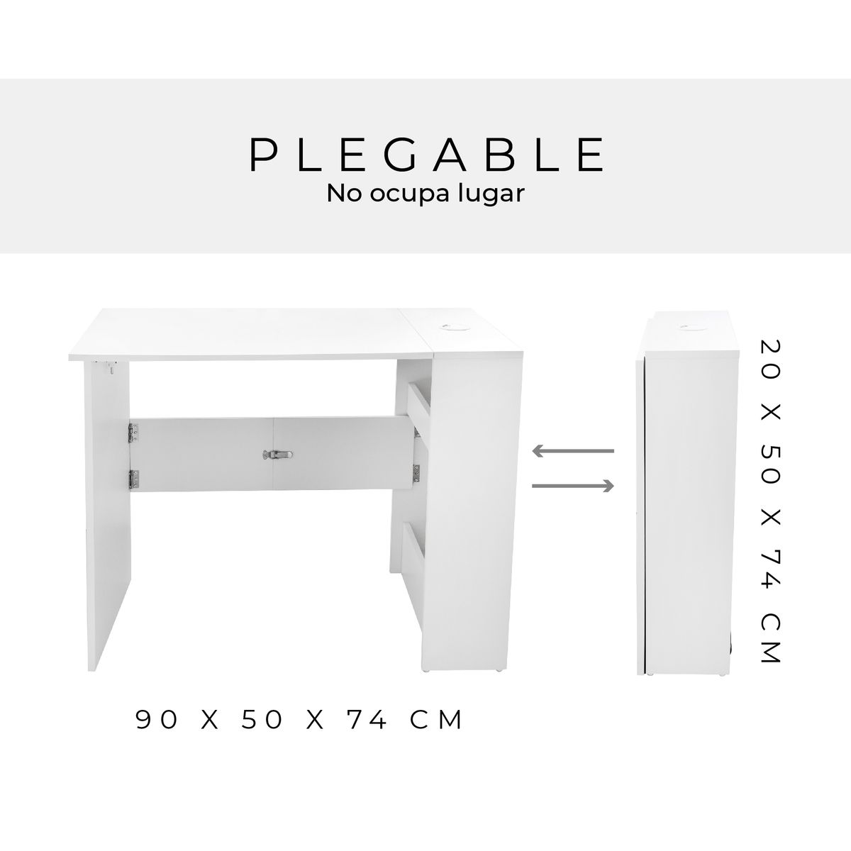 RELAN - Escritorio Plegable Top Living White Compacto Blanco