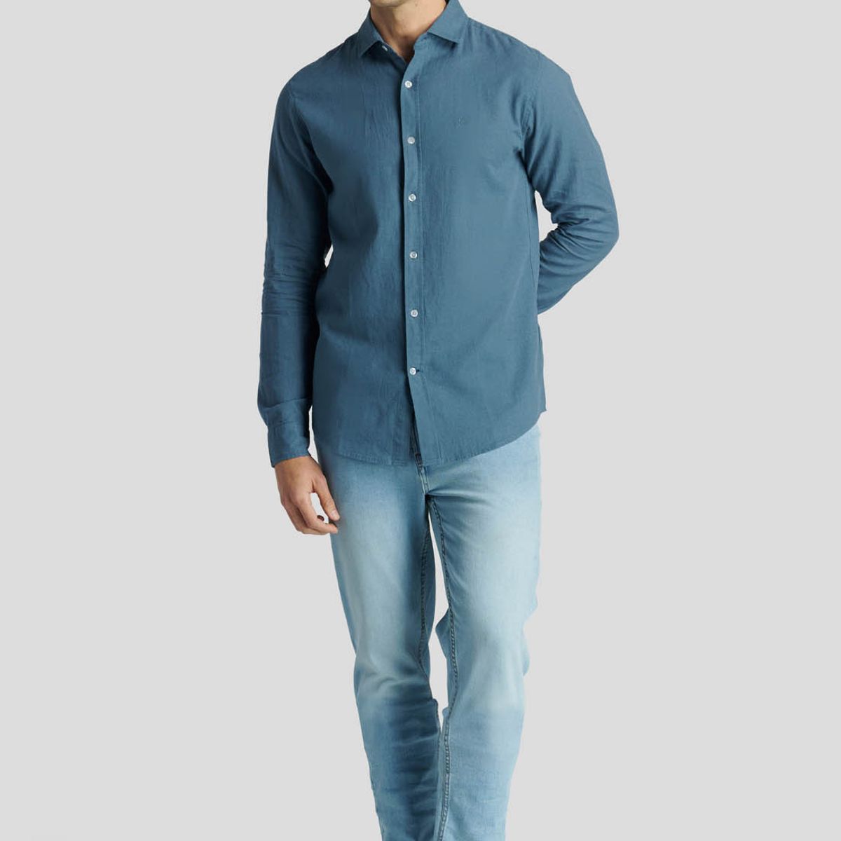 NEW MAN - Camisa Koln Heritage Azul New Man