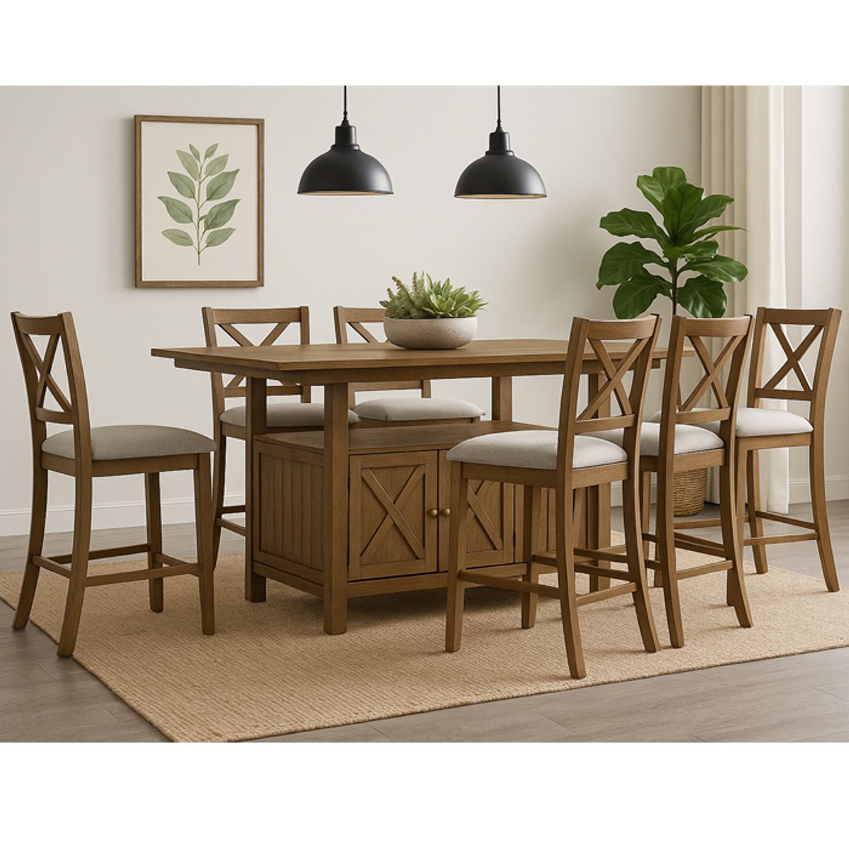 MSA MUEBLES SANTA ANA - Juego de Comedor 6 Sillas Altas Levy