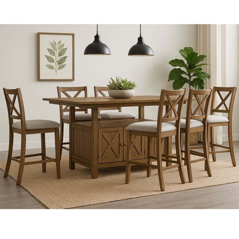 MSA MUEBLES SANTA ANA - Juego de Comedor 6 Sillas Altas Levy