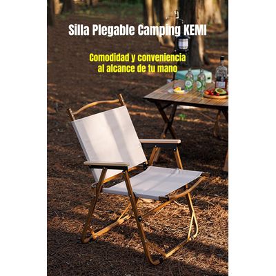 Imagen 2 del producto Silla Plegable Camping Con Bolsillo Playa Picnic Beige Kemi