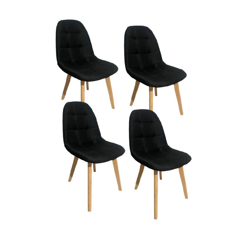 GENERICO - Pack 4 Sillas Capitone Lino - Negro