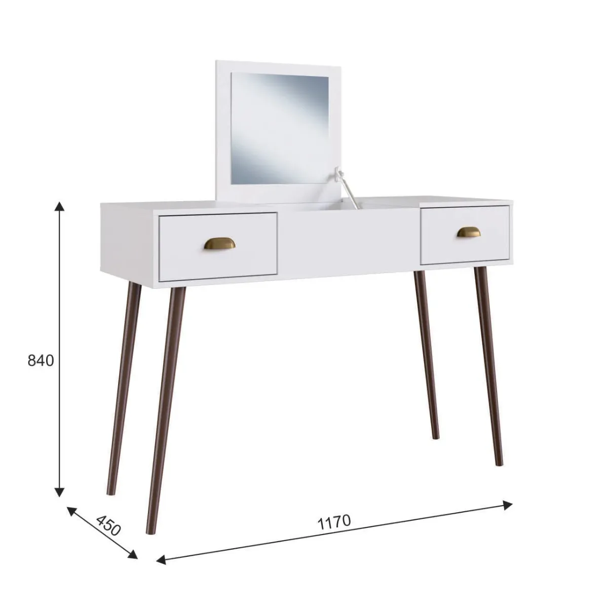 GENERICO - Tocador 2 cajones + 1 espejo 84x118x45cm Nordica Casamia