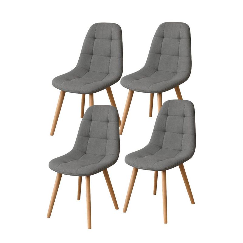 GENERICO - Pack 4 Sillas Capitone Lino - Gris