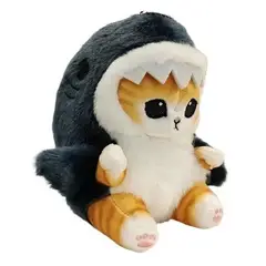GENERICO - Llavero con colgante de muñeco de peluche gato tiburón