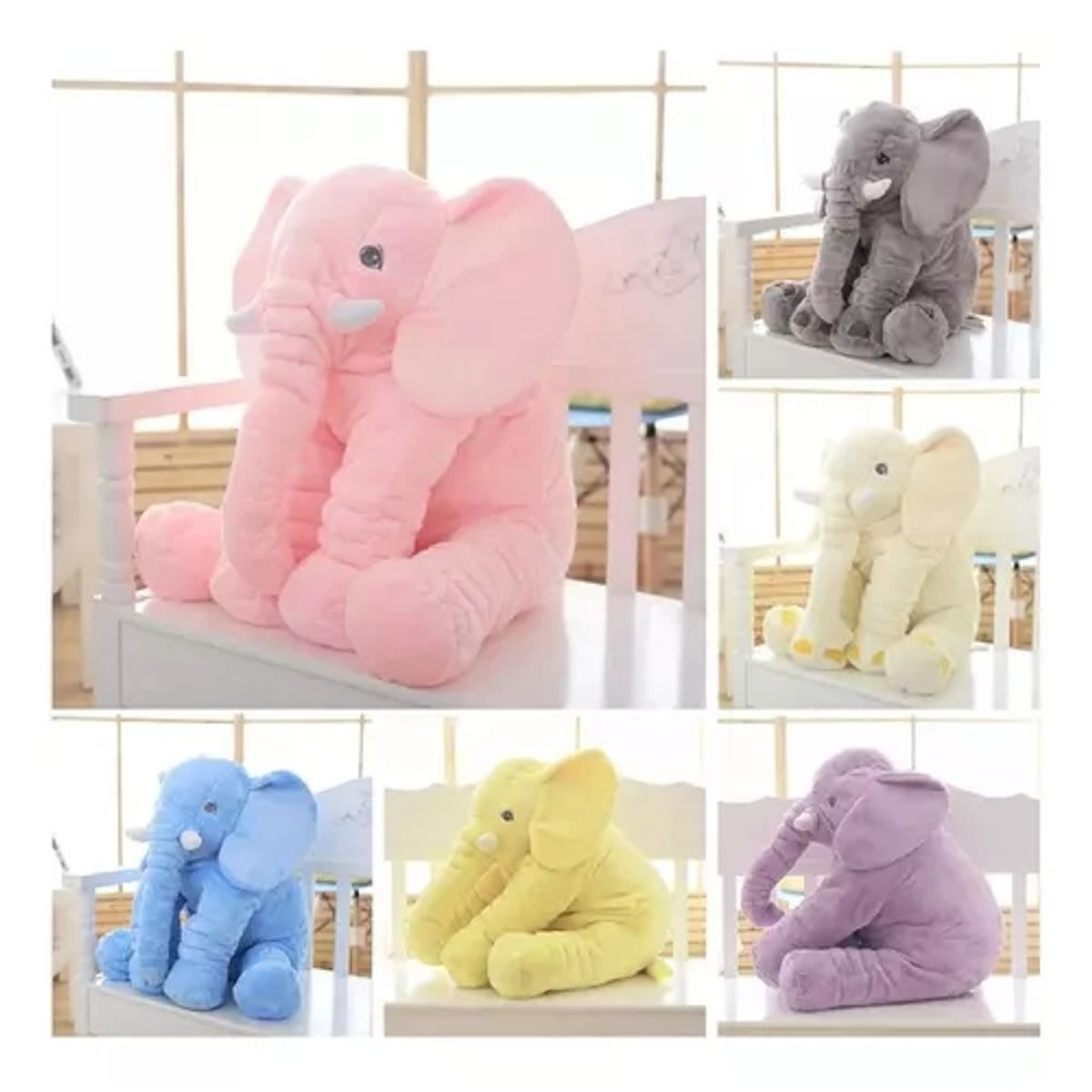 GENERICO - Peluche gigante elefante gris almohada bebé suave y liviano