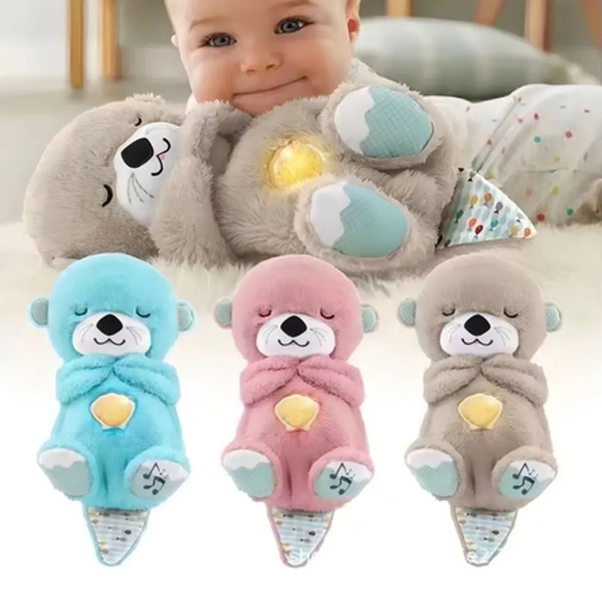 GENERICO - Nutria Respiratoria Peluche Para Bebé Con Luz Musical Café