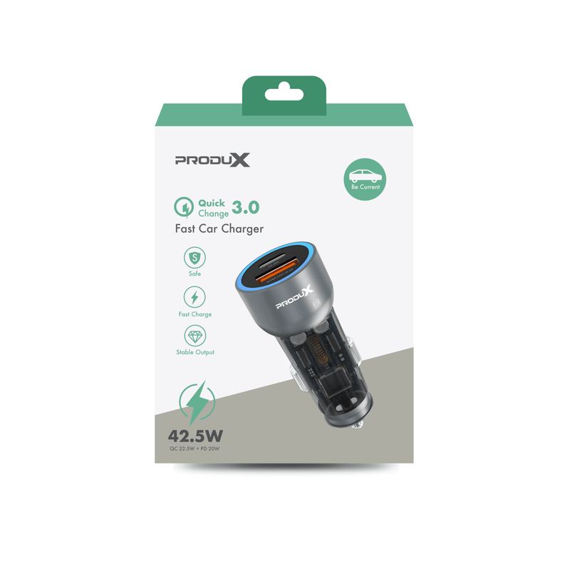 MOTOMO - Cargador de Auto ProduX DC-127 25W USB-A y Tipo C