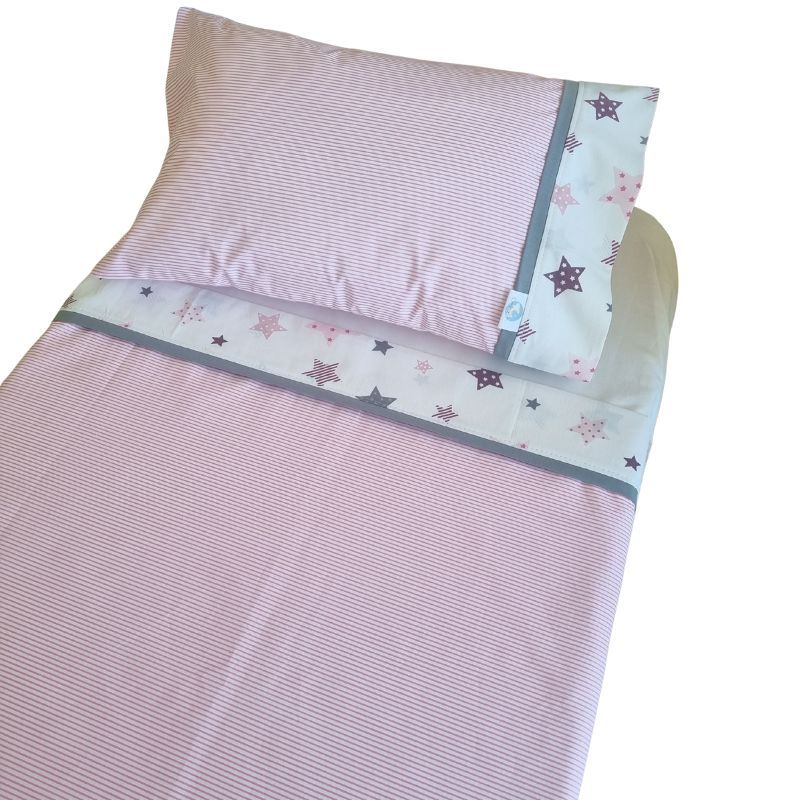 GENERICO - Set de Sábanas para Colecho 3 Piezas Diseño Estrellas Rosadas