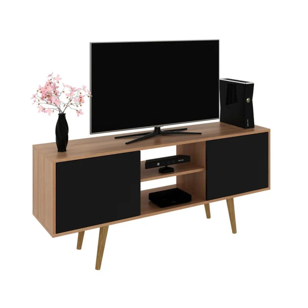 TECNOMOBILI - Rack TV 55" Almendra/Negro R1464 Tecnomobili