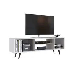 GENERICO - Rack TV 58.5x150x38 cm blanco 2 puertas Nordica Casamia