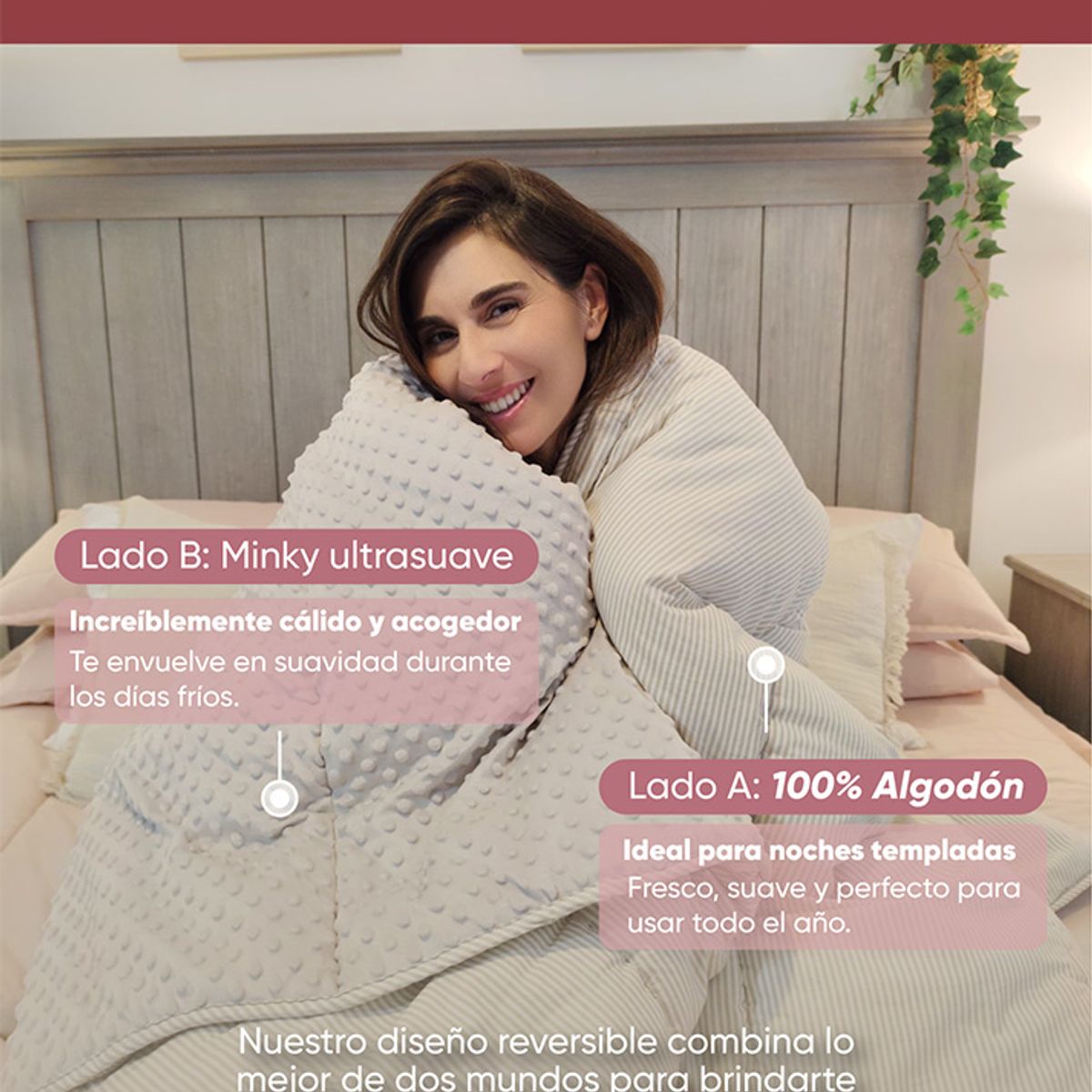 ALLY'S - PlumónManta Minky Ally’s  Suave abrigador y reversible